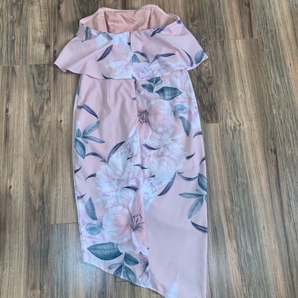 Style State pleated floral asymmetrical pink dress size 10 - Picture 3 of 10